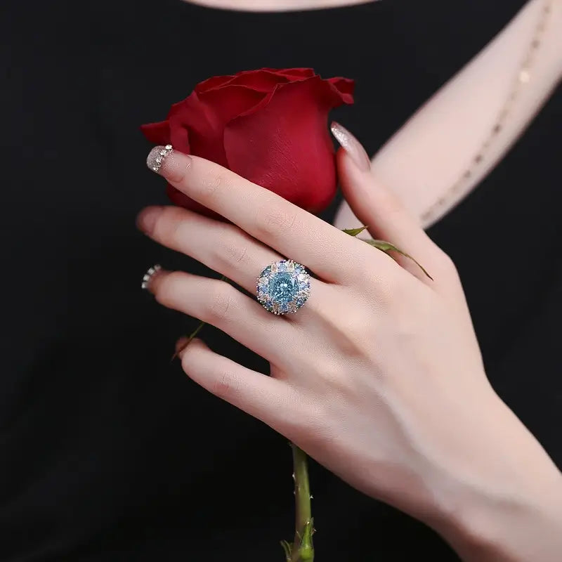 Cushion Engagement Ring 5ct 10*10 925 Silver High Carbon Diamond Open Ring