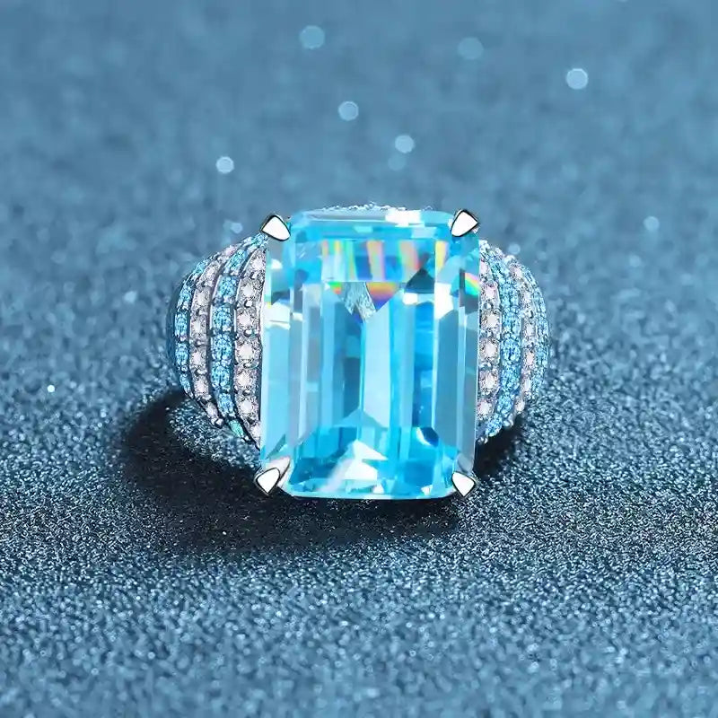 Emerald Engagement Ring 8ct 12*16 925 Silver Zircon Open Ring