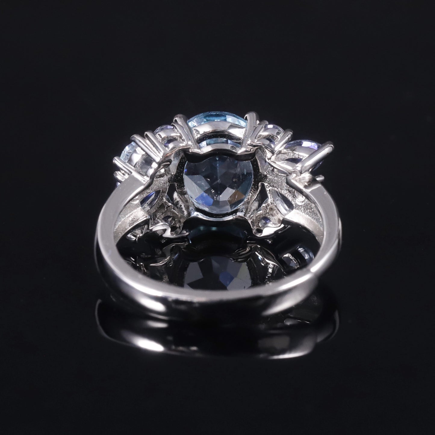 Oval Engagement Ring 925 Silver Natural Topaz Open Ring