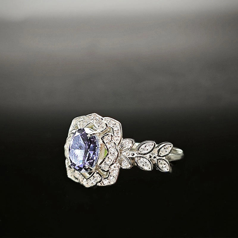 Oval Engagement Ring 6*8 925 Silver High Carbon Diamond Open Ring