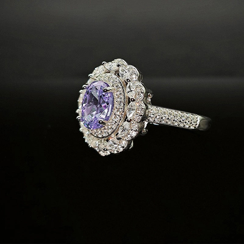 Oval Engagement Ring 6*8 925 Silver High Carbon Diamond Open Ring
