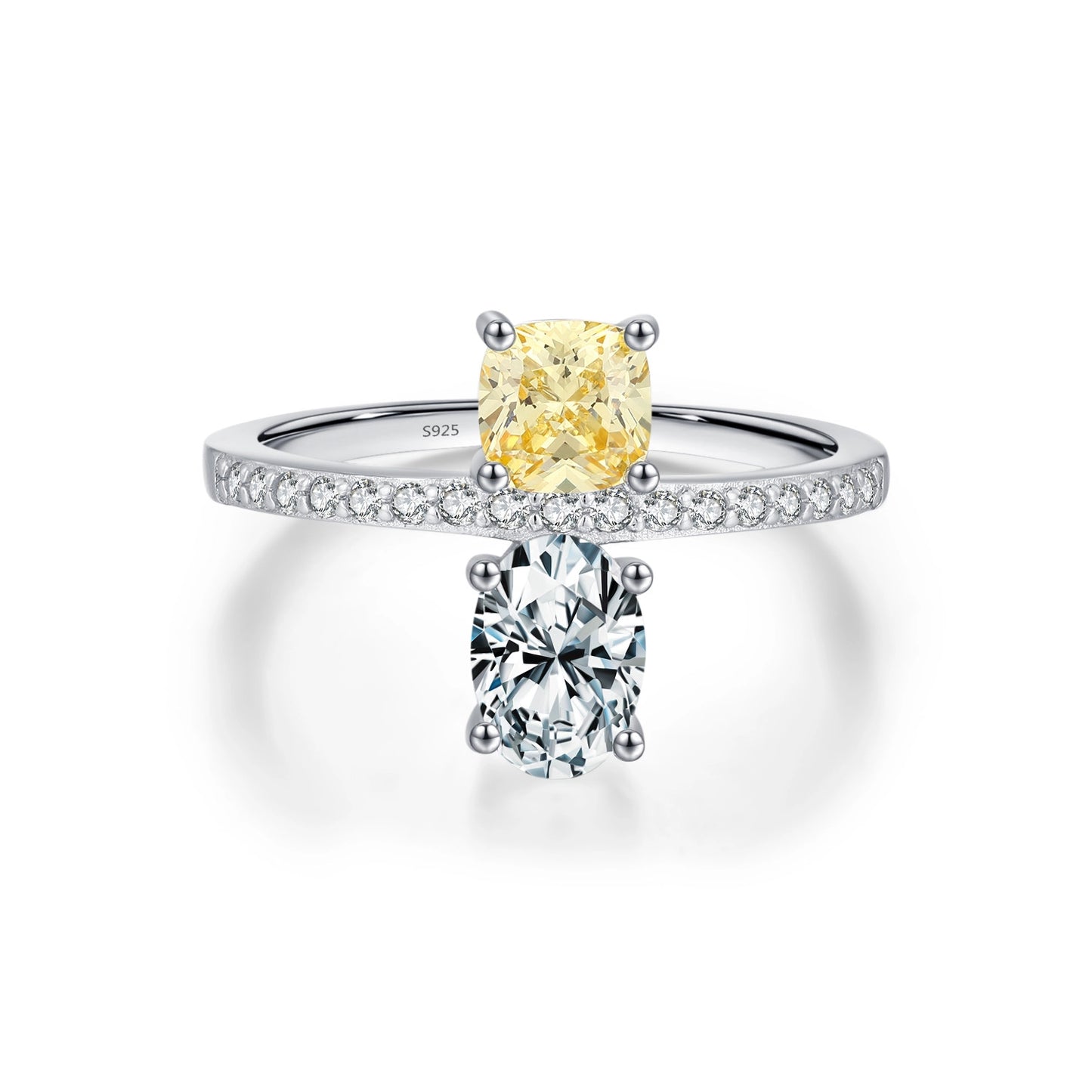 Cushion Engagement Ring 925 Silver Zircon
