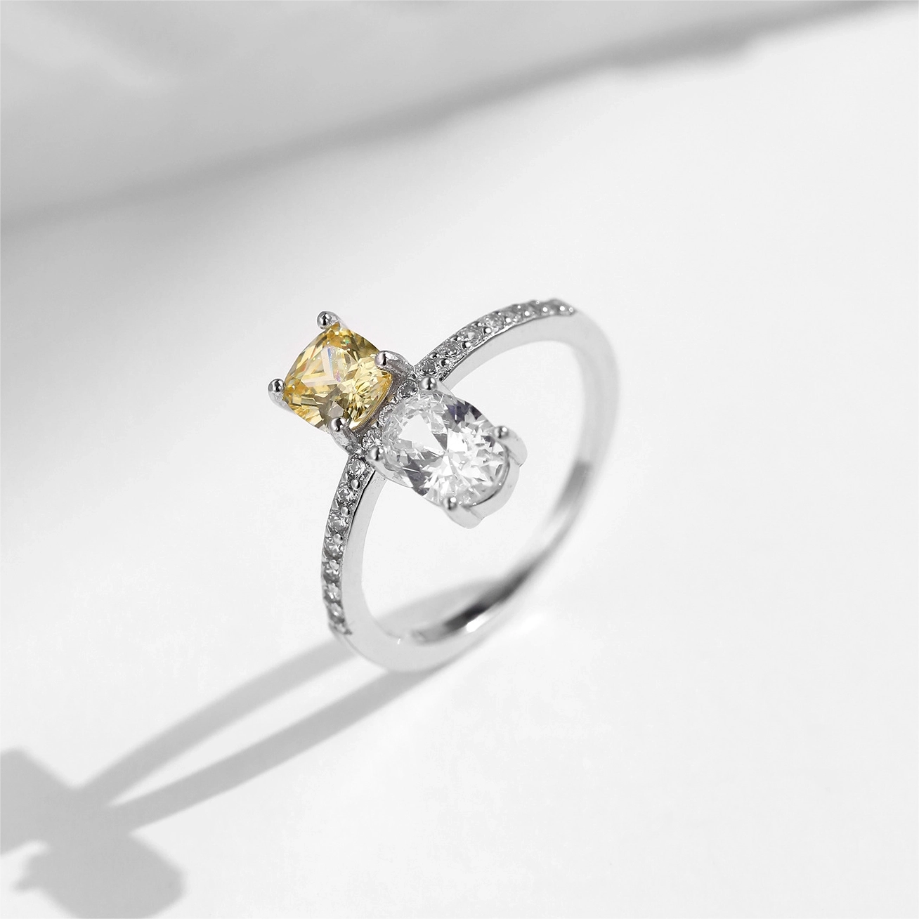 Cushion Engagement Ring 925 Silver Zircon