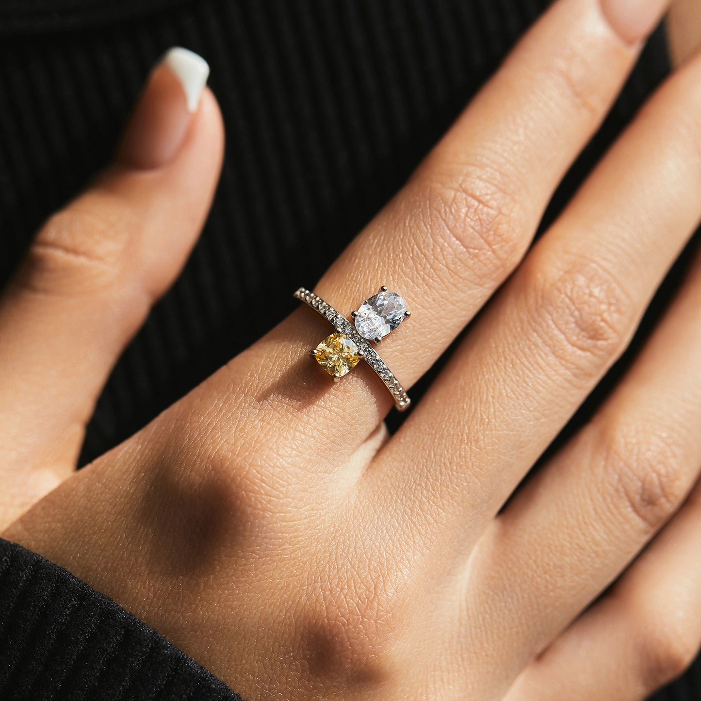 Cushion Engagement Ring 925 Silver Zircon