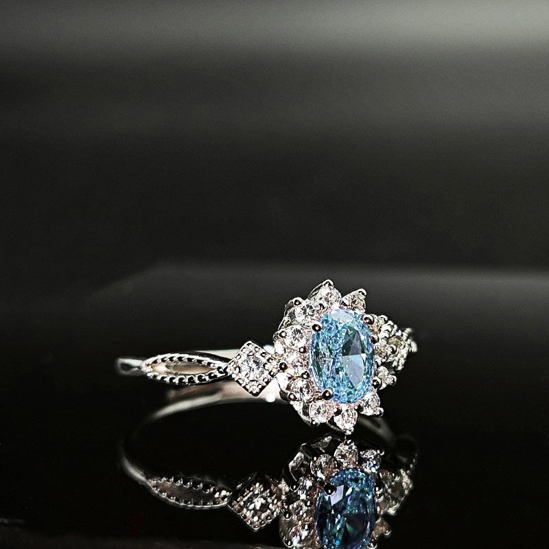 Oval Engagement Ring 4*6 925 Silver High Carbon Diamond Open Ring