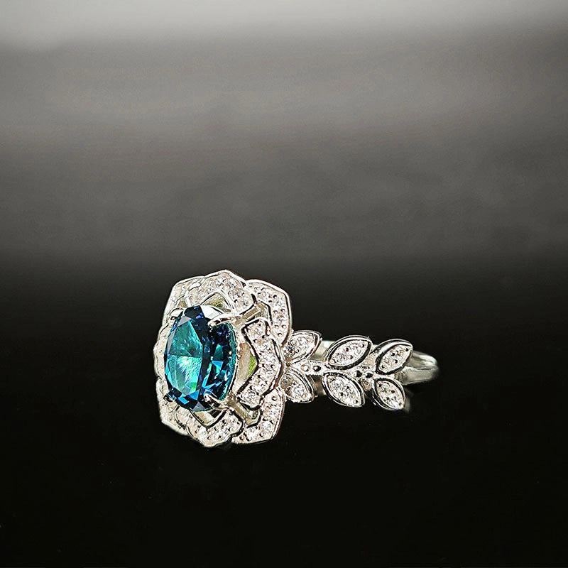 Oval Engagement Ring 6*8 925 Silver High Carbon Diamond Open Ring