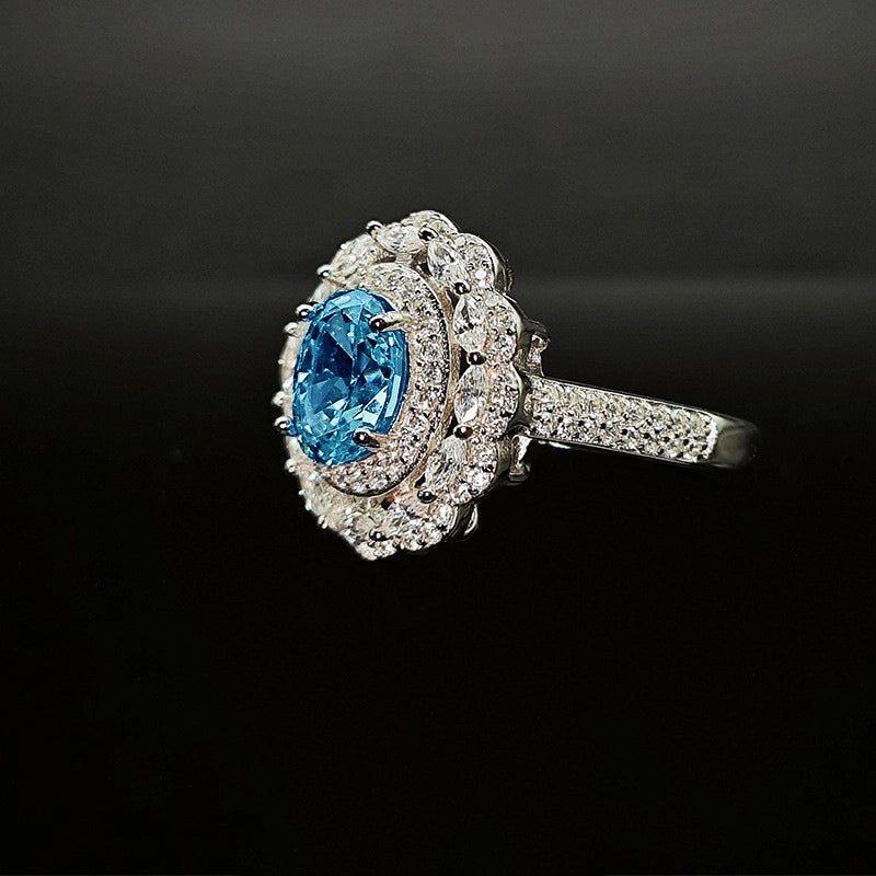 Oval Engagement Ring 6*8 925 Silver High Carbon Diamond Open Ring