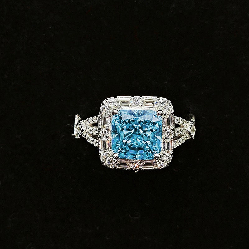 Princess Engagement Ring 8*8 925 Silver High Carbon Diamond Open Ring