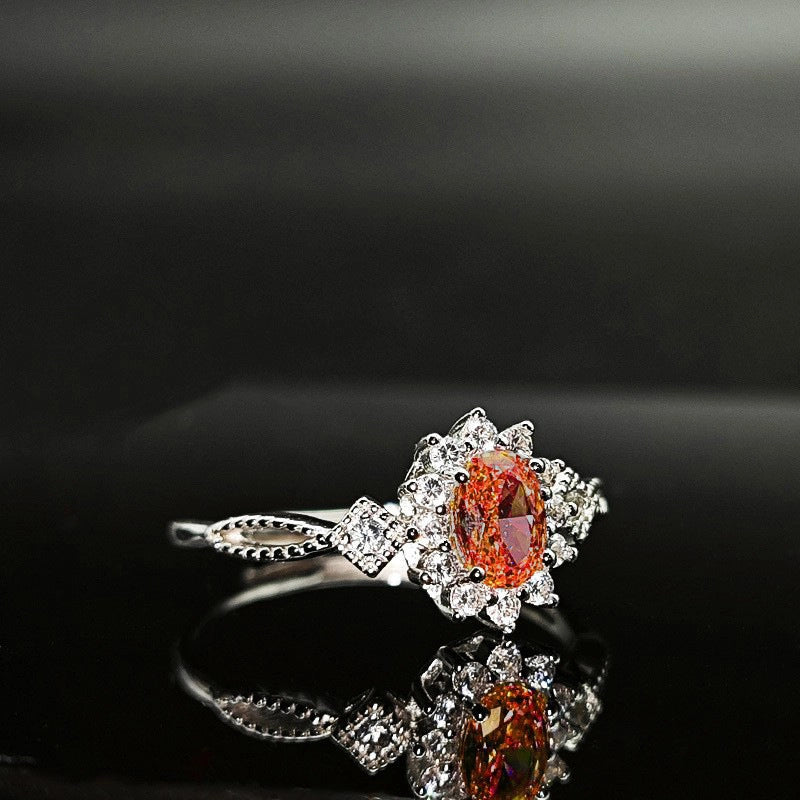 Oval Engagement Ring 4*6 925 Silver High Carbon Diamond Open Ring