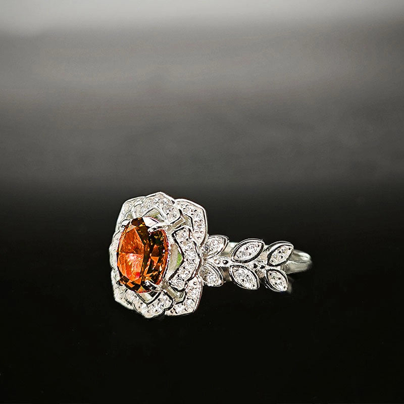 Oval Engagement Ring 6*8 925 Silver High Carbon Diamond Open Ring