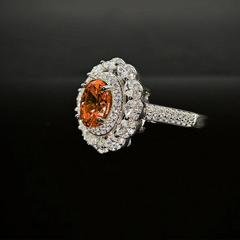 Oval Engagement Ring 6*8 925 Silver High Carbon Diamond Open Ring