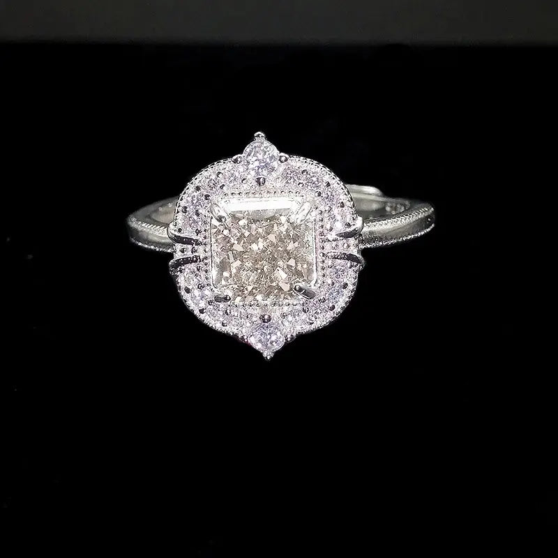 Princess Engagement Ring 6*6 925 Silver High Carbon Diamond
