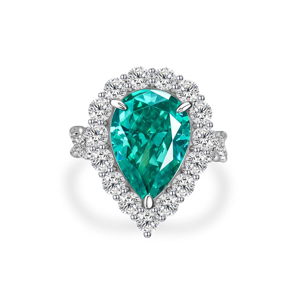 Pear Engagement Ring 10*14 925 Silver High Carbon Diamond