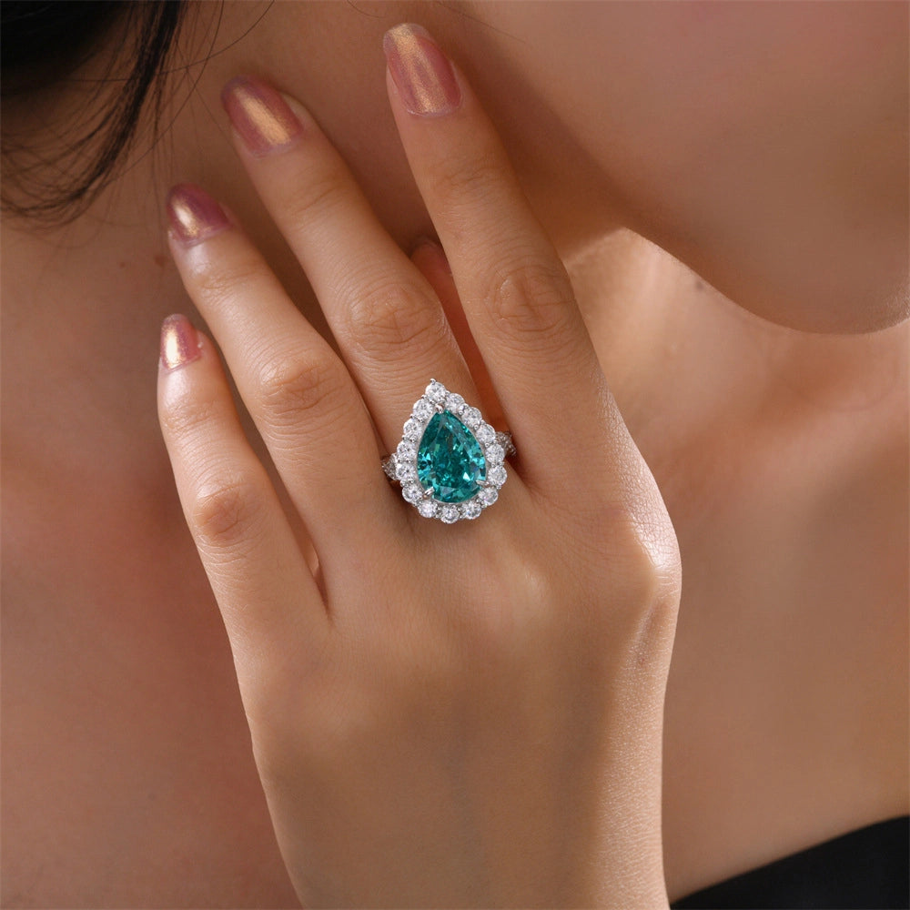 Pear Engagement Ring 10*14 925 Silver High Carbon Diamond