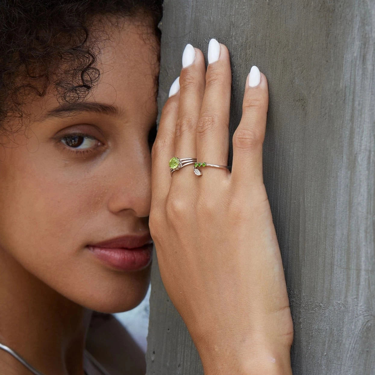 Round Engagement Ring 925 Silver Peridot Open Ring