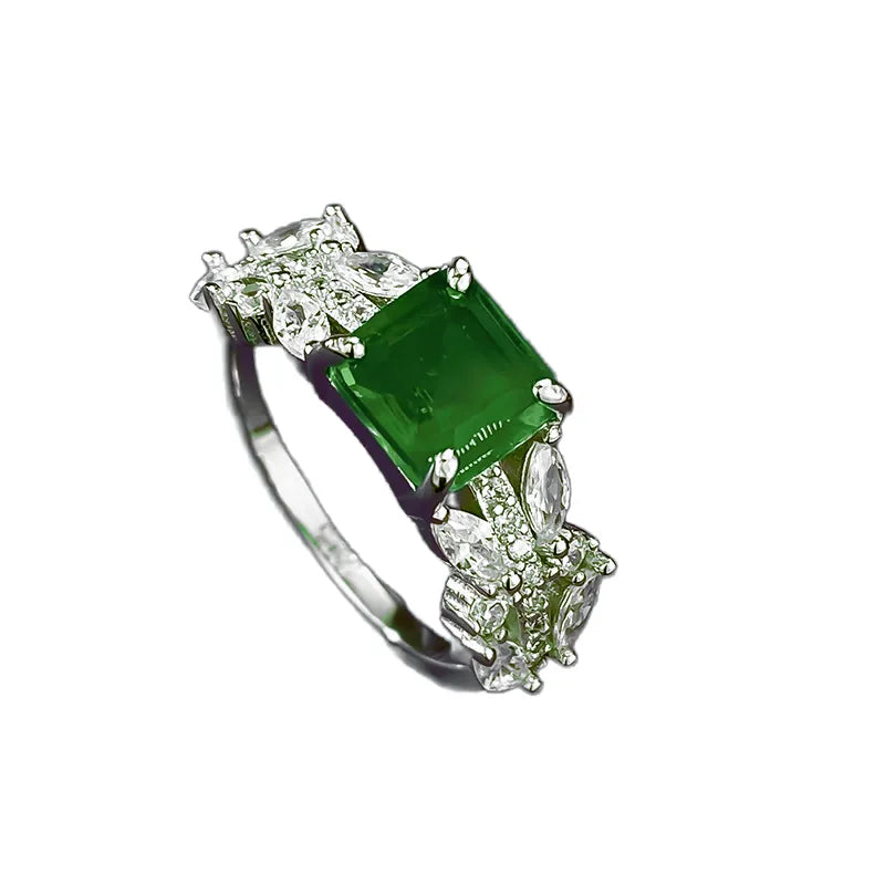 Asscher Engagement Ring 7*7mm 925 Silver Zircon