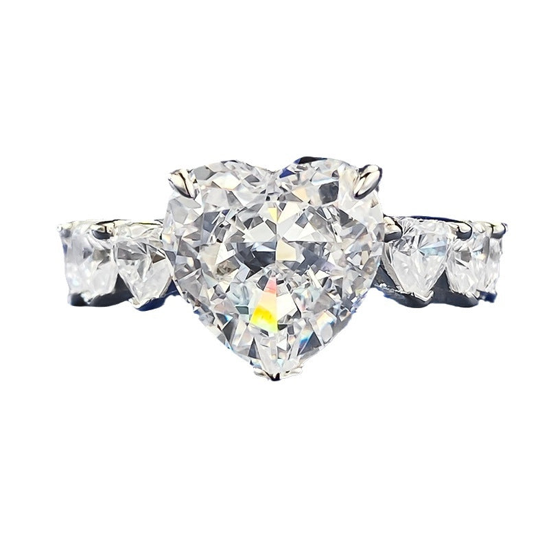 Heart Engagement Ring 5ct 10*10 925 Silver High Carbon Diamond