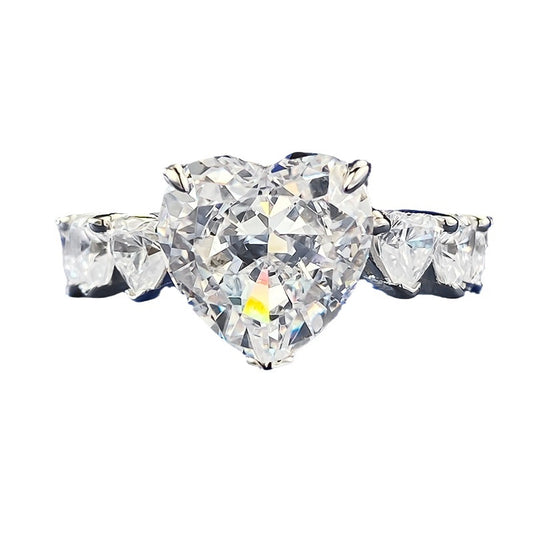 Heart Engagement Ring 5ct 10*10 925 Silver High Carbon Diamond