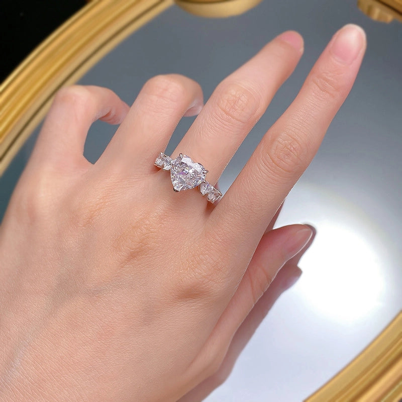 Heart Engagement Ring 5ct 10*10 925 Silver High Carbon Diamond