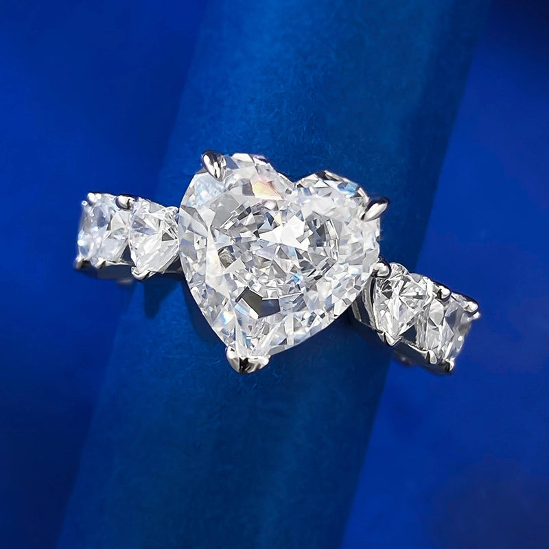 Heart Engagement Ring 5ct 10*10 925 Silver High Carbon Diamond