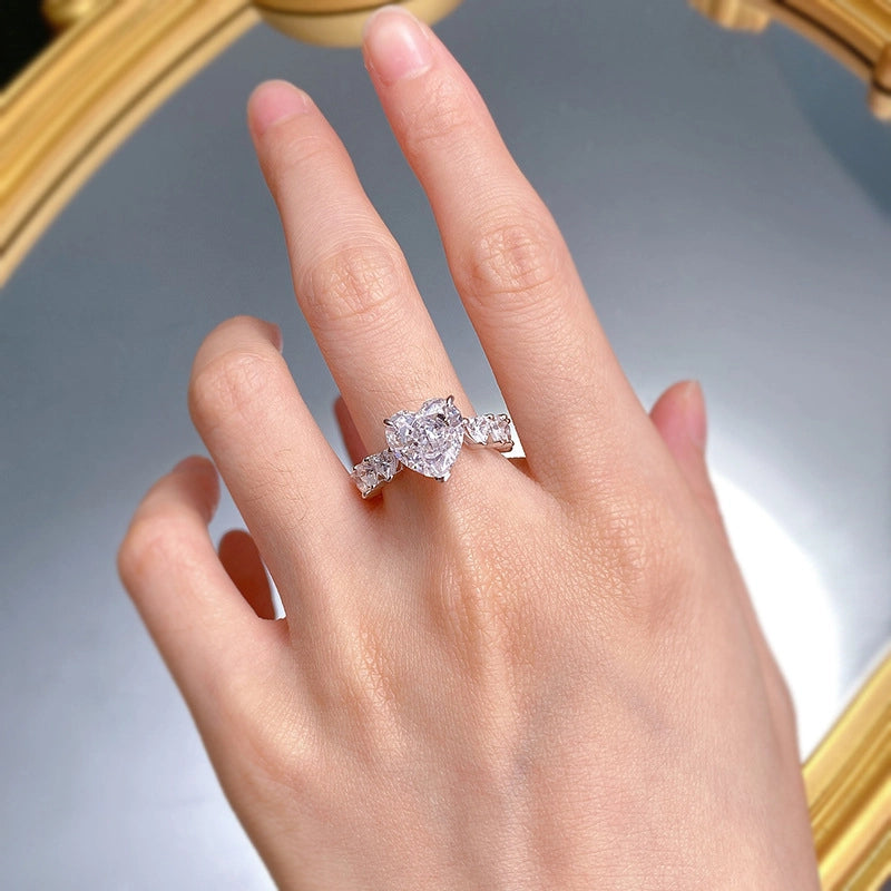 Heart Engagement Ring 5ct 10*10 925 Silver High Carbon Diamond