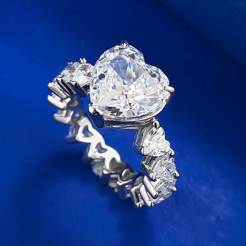 Heart Engagement Ring 5ct 10*10 925 Silver High Carbon Diamond