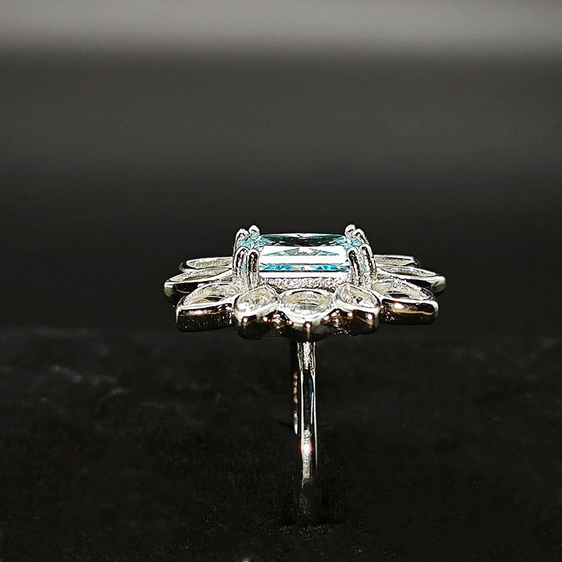 Radiant Engagement Ring 6*8 925 Silver High Carbon Diamond Open Ring