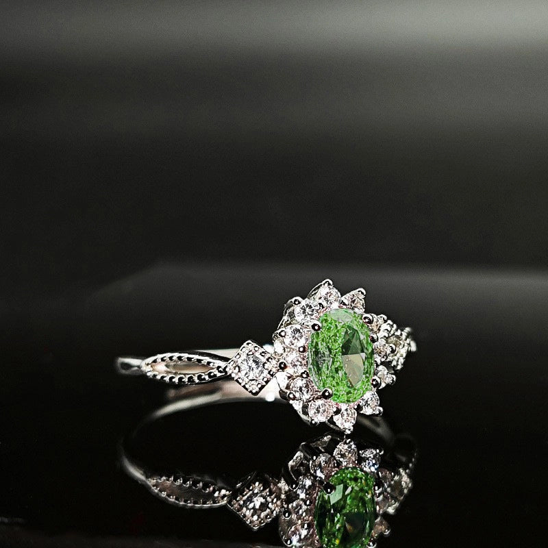 Oval Engagement Ring 4*6 925 Silver High Carbon Diamond Open Ring