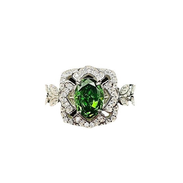 Oval Engagement Ring 6*8 925 Silver High Carbon Diamond Open Ring