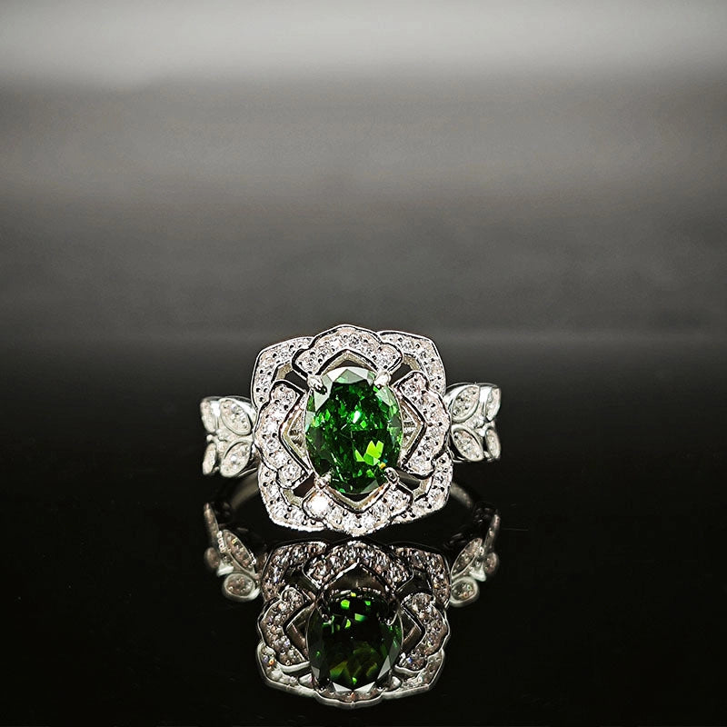 Oval Engagement Ring 6*8 925 Silver High Carbon Diamond Open Ring