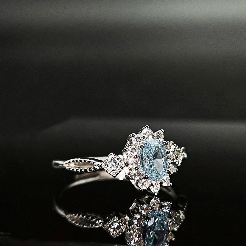 Oval Engagement Ring 4*6 925 Silver High Carbon Diamond Open Ring