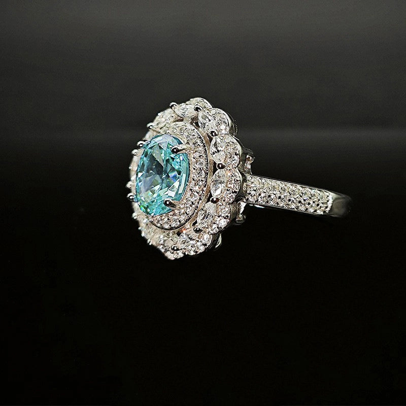 Oval Engagement Ring 6*8 925 Silver High Carbon Diamond Open Ring