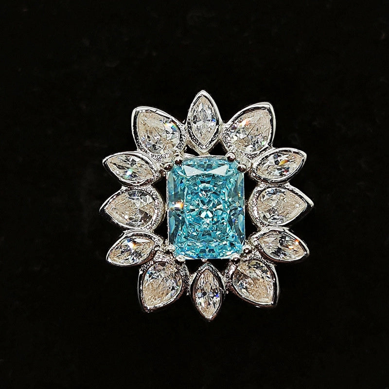 Radiant Engagement Ring 6*8 925 Silver High Carbon Diamond Open Ring