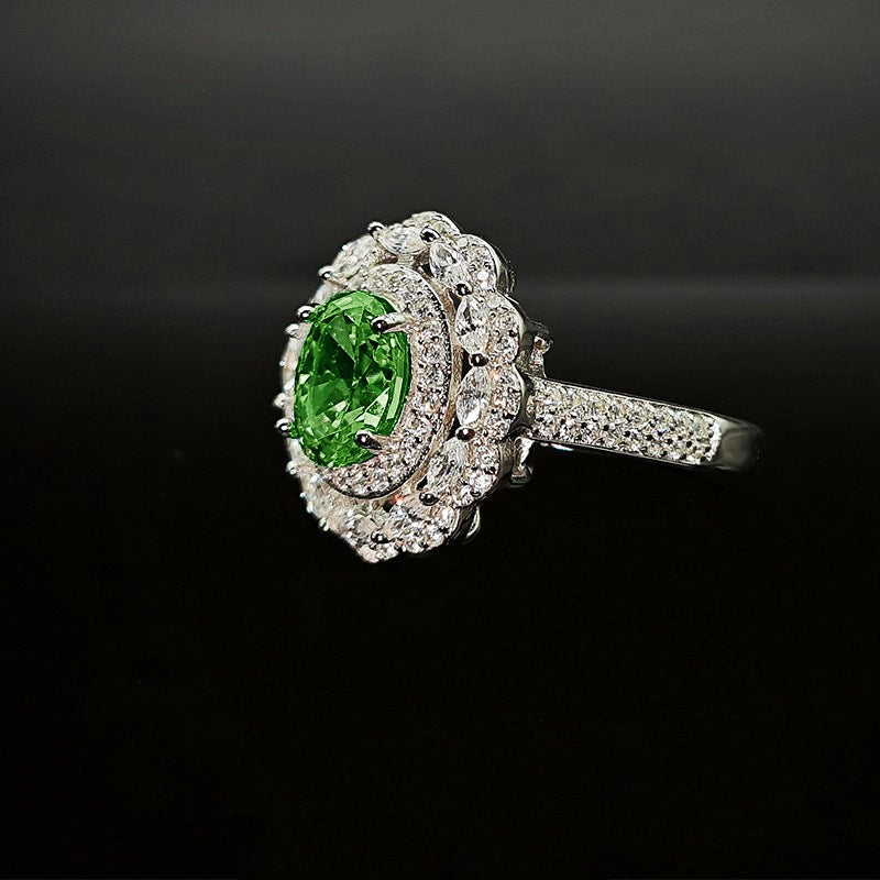 Oval Engagement Ring 6*8 925 Silver High Carbon Diamond Open Ring