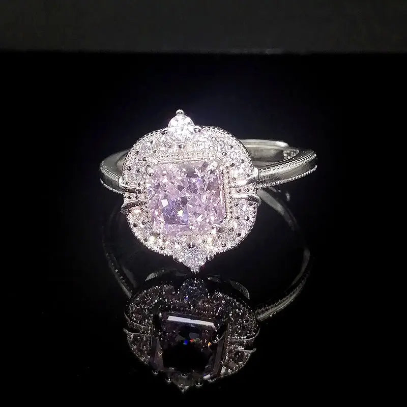 Princess Engagement Ring 6*6 925 Silver High Carbon Diamond