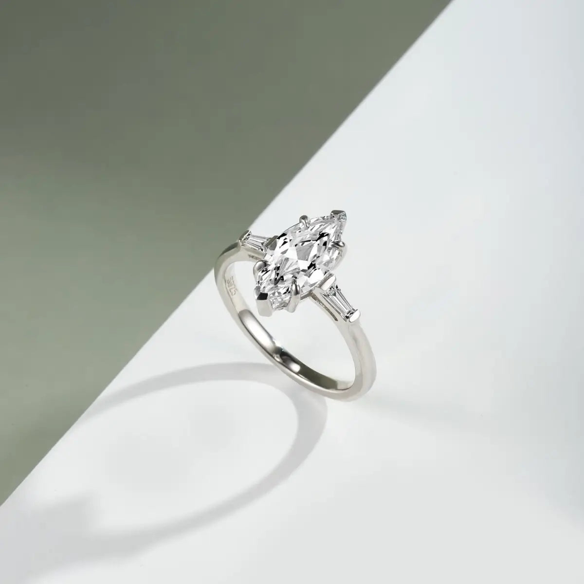 Marquise Engagement Ring 925 Silver High Carbon Diamond