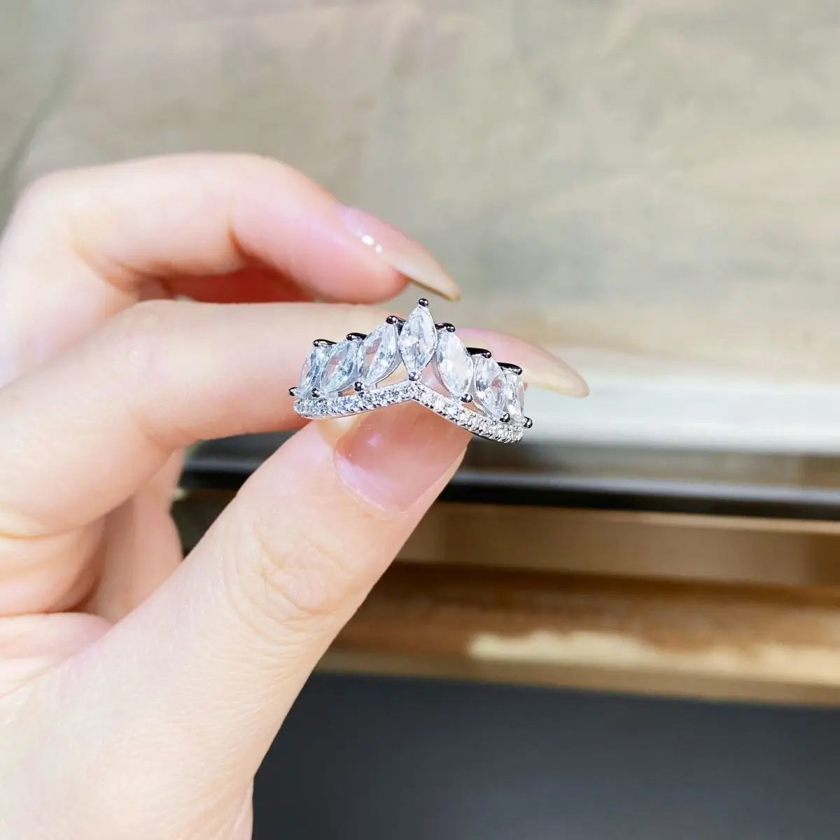 Marquise Engagement Ring 925 Silver Zircon