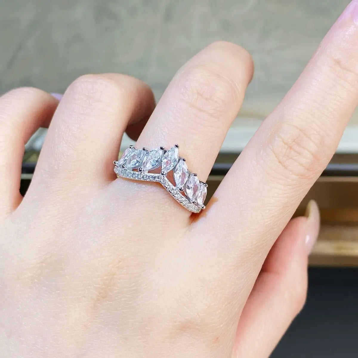 Marquise Engagement Ring 925 Silver Zircon