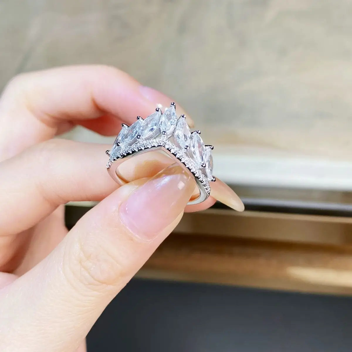 Marquise Engagement Ring 925 Silver Zircon
