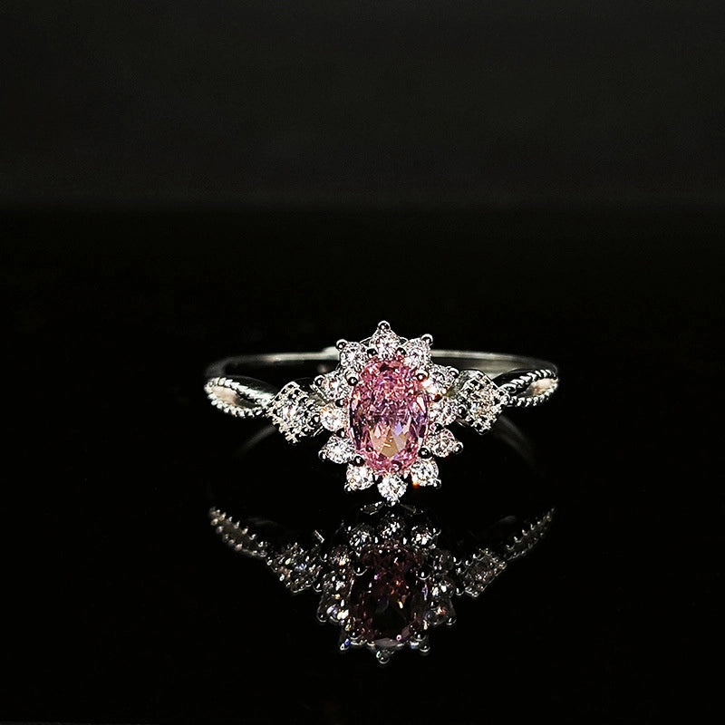 Oval Engagement Ring 4*6 925 Silver High Carbon Diamond Open Ring