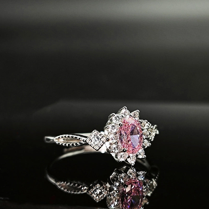 Oval Engagement Ring 4*6 925 Silver High Carbon Diamond Open Ring