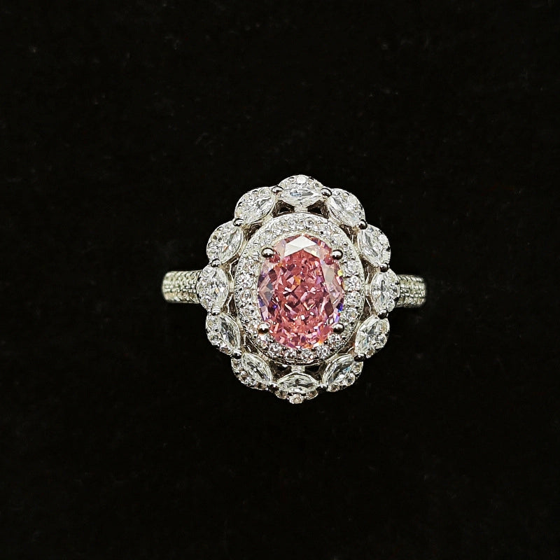 Oval Engagement Ring 6*8 925 Silver High Carbon Diamond Open Ring