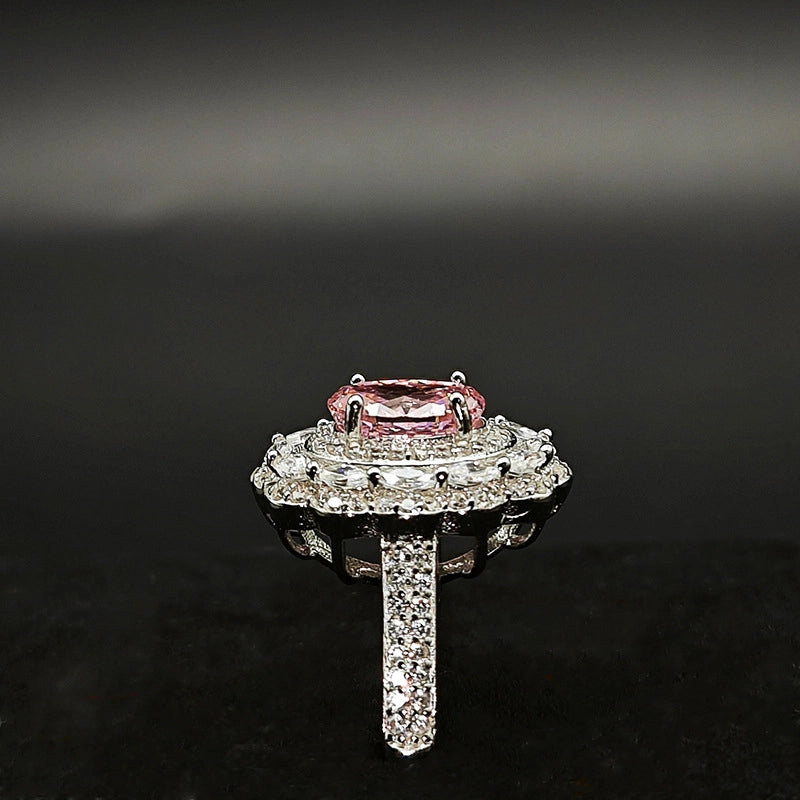 Oval Engagement Ring 6*8 925 Silver High Carbon Diamond Open Ring