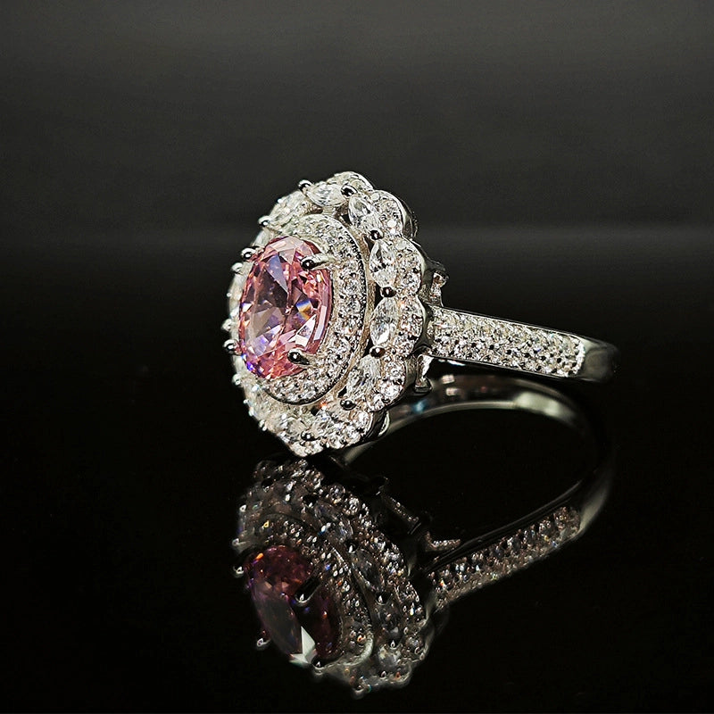 Oval Engagement Ring 6*8 925 Silver High Carbon Diamond Open Ring