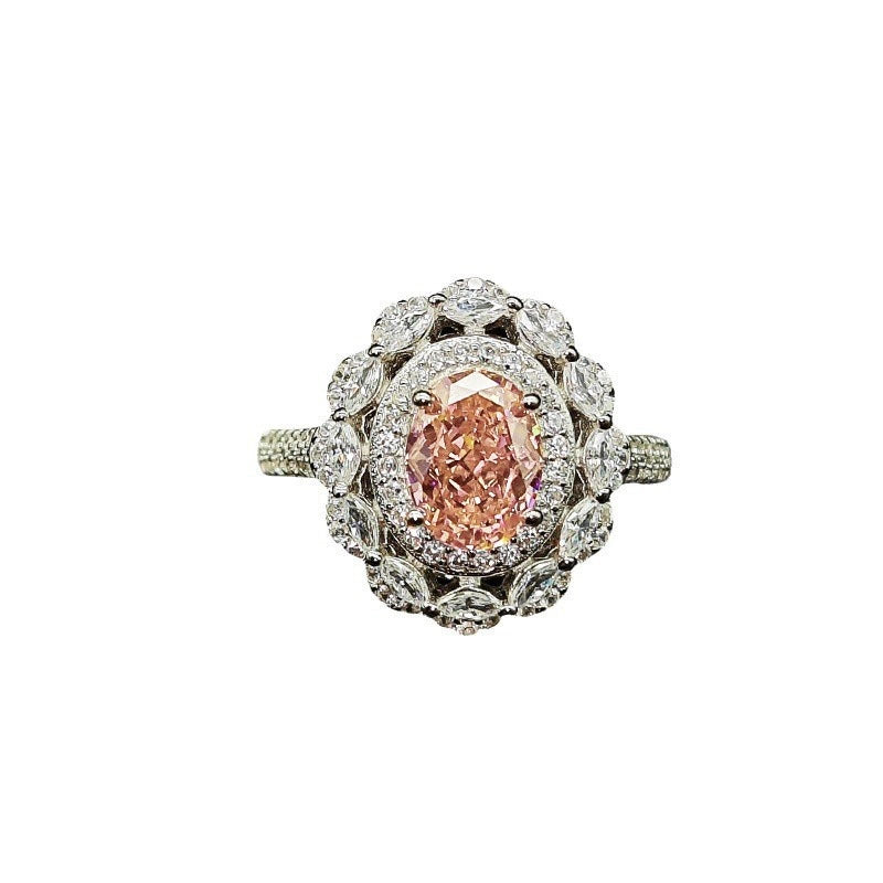 Oval Engagement Ring 6*8 925 Silver High Carbon Diamond Open Ring