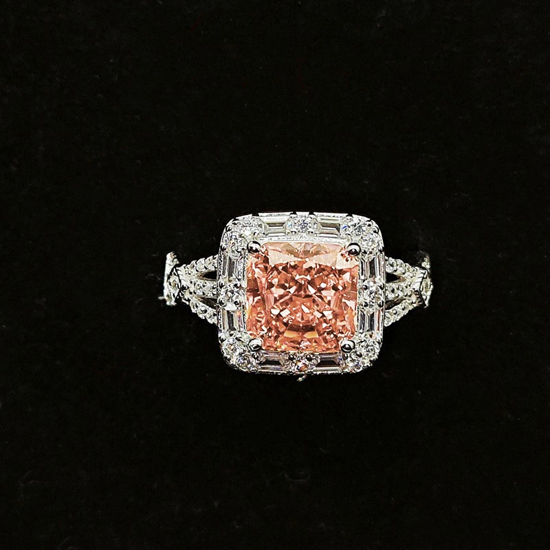 Princess Engagement Ring 8*8 925 Silver High Carbon Diamond Open Ring