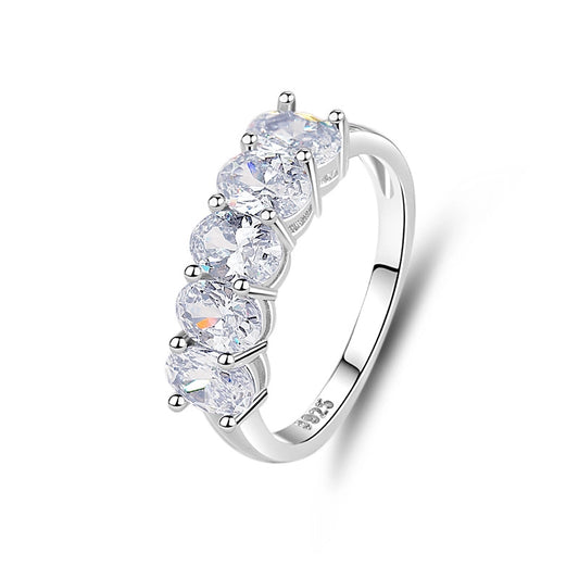Oval Engagement Ring 4*6 925 Silver Zircon