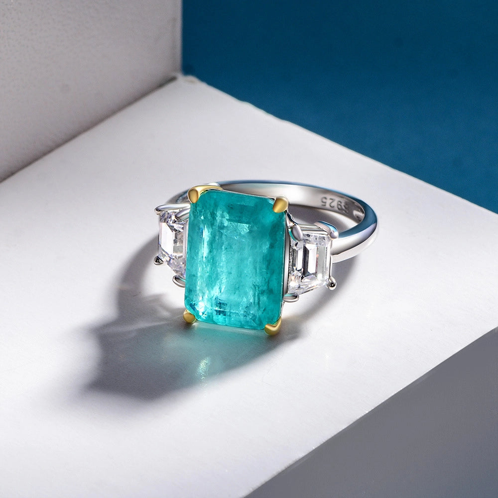 Paraiba Engagement Ring 8ct 925 Silver