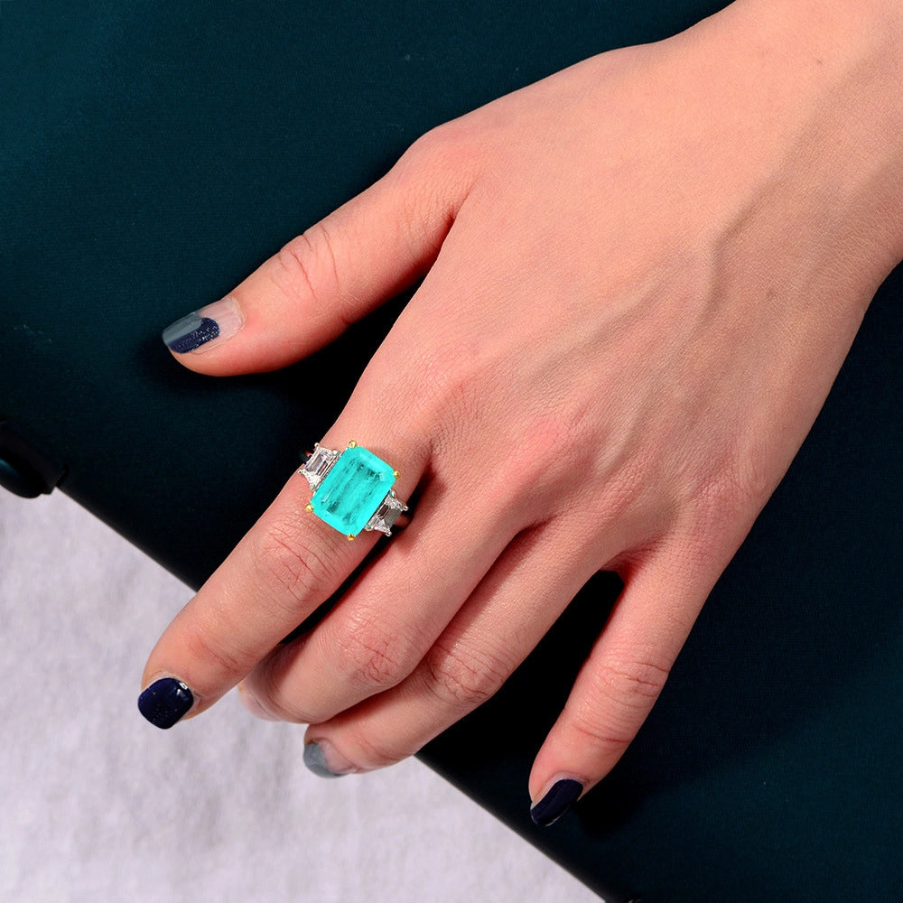 Paraiba Engagement Ring 8ct 925 Silver