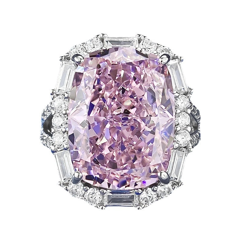 Cushion Engagement Ring 12*16 925 Silver High Carbon Diamond